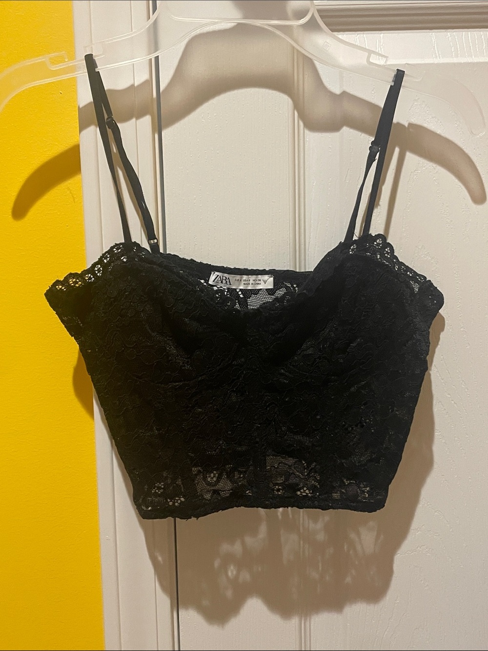Zara Black Lace Cropped Cami Top